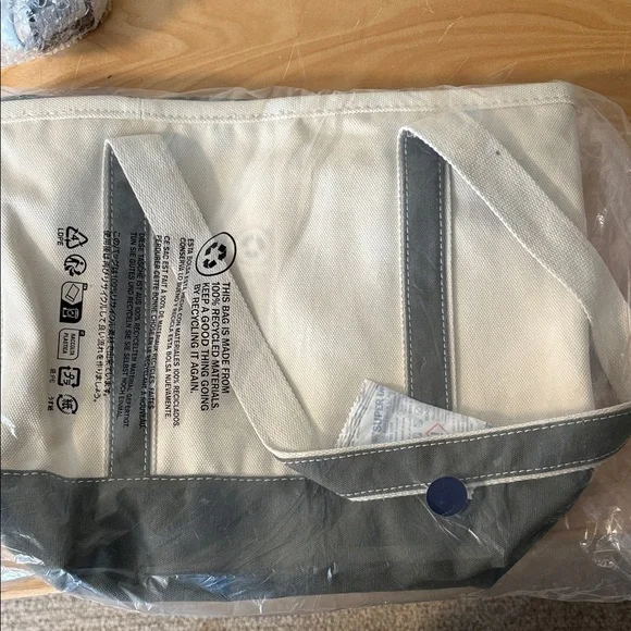 New lands end Canvas Tote Bag with green and Cream Design - Picture 5 of 8